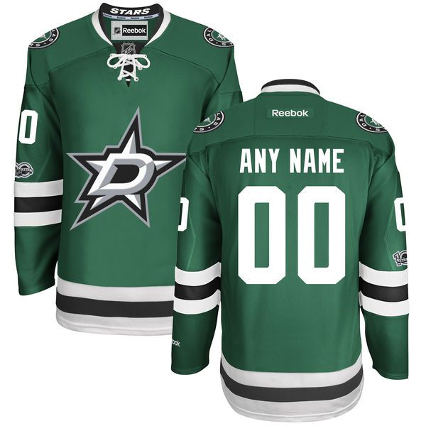 Men Dallas Stars Reebok Green Custom Home Centennial Patch Premier NHL Jersey->->Custom Jersey
